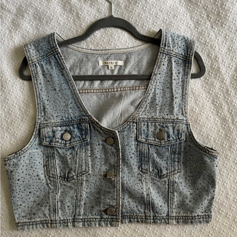 Denium rhinestone Vest